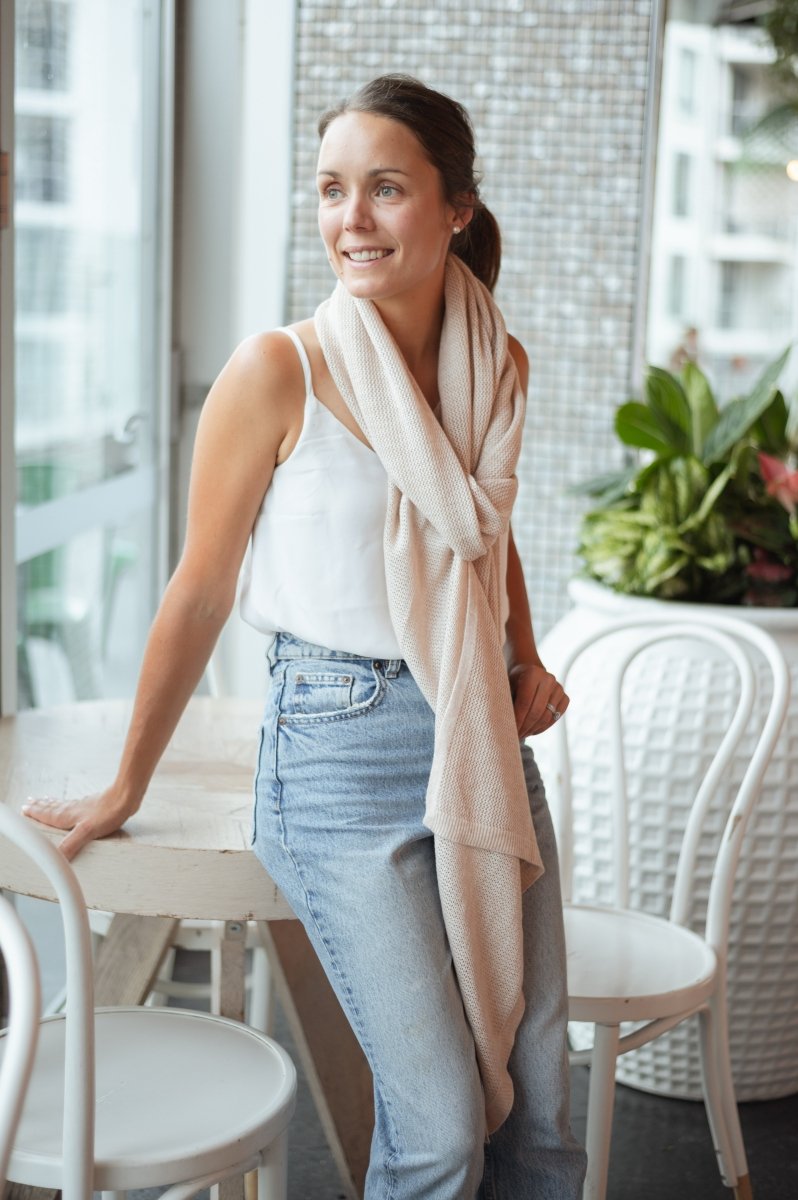 Sand Merino Wool Nursing Cover